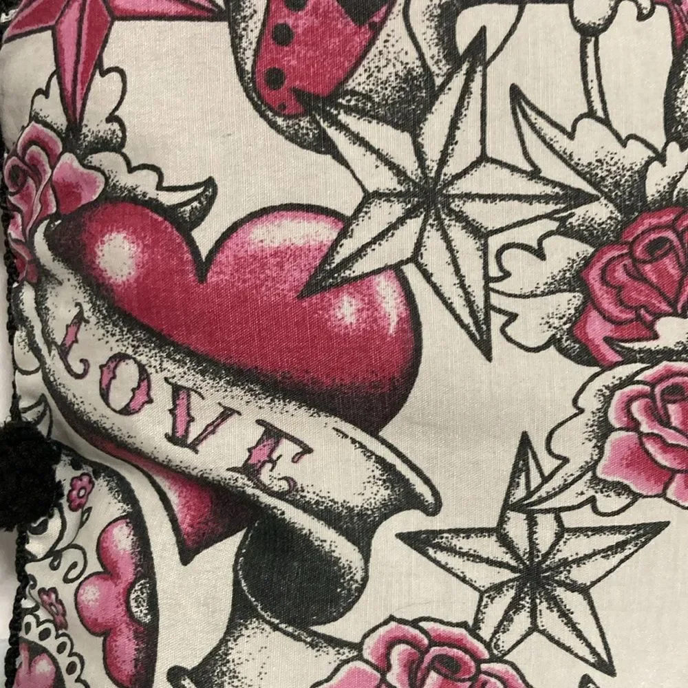 DAY of THE DEAD Rock Guitar Pink Roses Accent Throw Pillow 12 x 8 in Set of 2